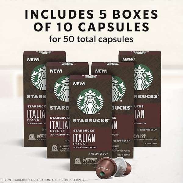 STARBUCKS BY NESPRESSO ORIGINAL LINE DARK ROAST ITALIAN ROAST COFFEE, 10-COUNT ESPRESSO PODS
