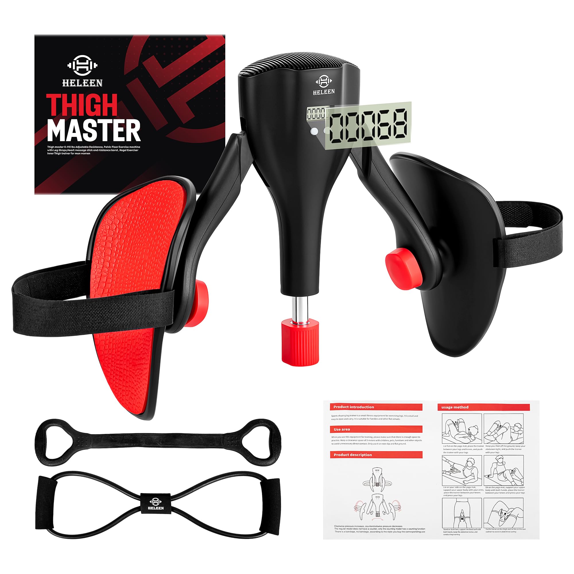 View 1 of ***MISSING PARTS***
HELEEN Upgraded 2026 Thigh Master for Men and Women - 360° Kegel Exerciser and Pelvic Floor Muscle with LED Display , 0-110 LB Inner Hip Trainer with Stretching Strap and 8 Shape Resistance Band