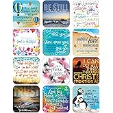 Christian Coasters, Cork Backed Coasters Set of 12, Designed in England, with Bible Verses or Inspirational Words. Christian Gifts for Women or Men, by Just Cards Direct (Multicolored / C455)