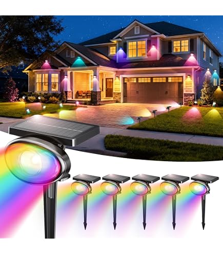 CLY RGB Solar Spotlights Outdoor – 6-in-1 Landscape Light With Remote, 10 Colors, 12 Modes, IP66 Waterproof For Garden, Lawn, Patio, Balcony