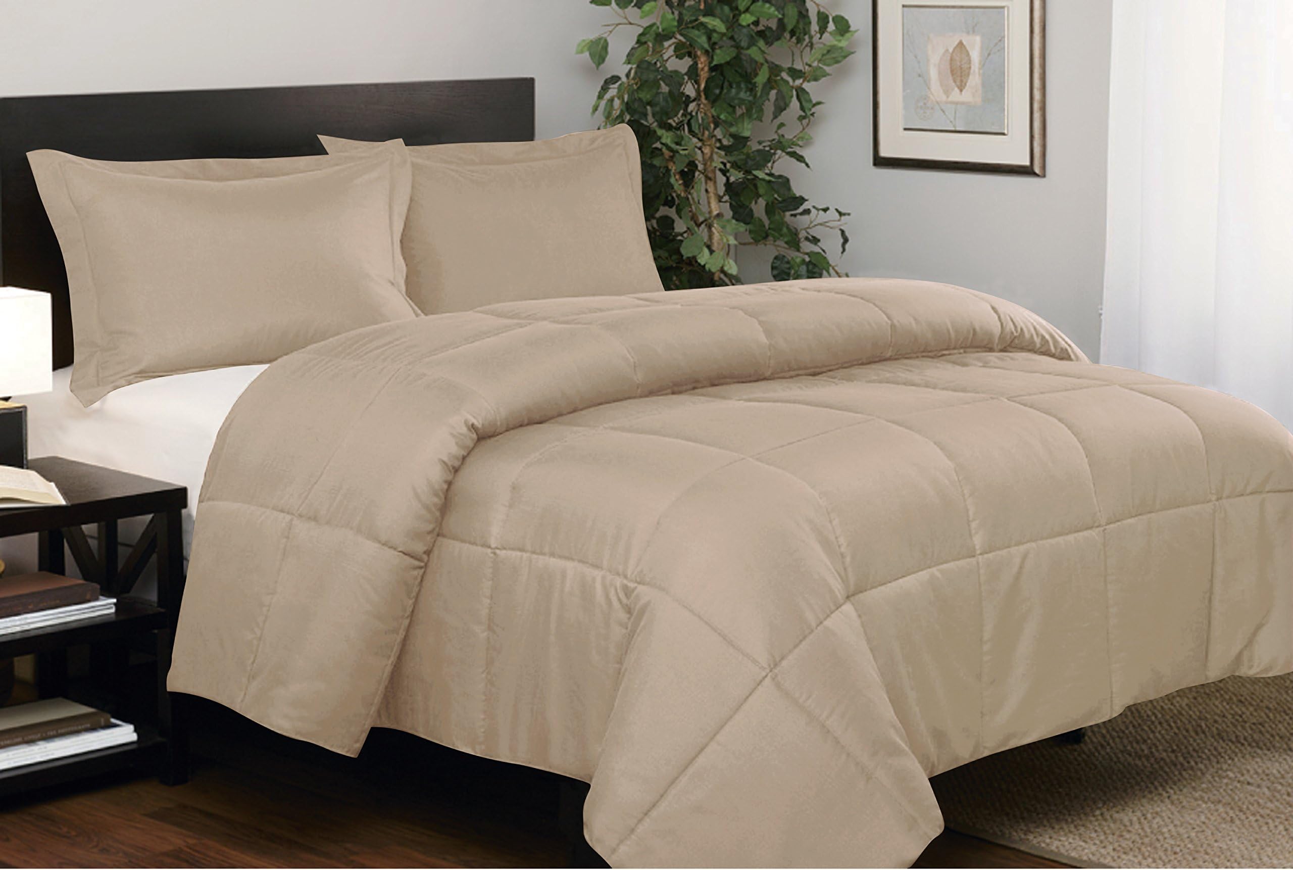 South Bay Microfiber Down Alternative Comforter Set, King, Taupe