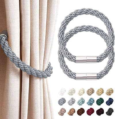 Pretty Jolly 2 Pack Magnetic Curtain Tiebacks Dark Grey Modern Drape Holdbacks