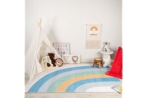 Rug Branch Soft Steps Playtime 5'x8' (Exact Size: 5'3" x 7'7") Non-Toxic, Child and Pet Safe, Rainbow - Soft Area Rug, Light 