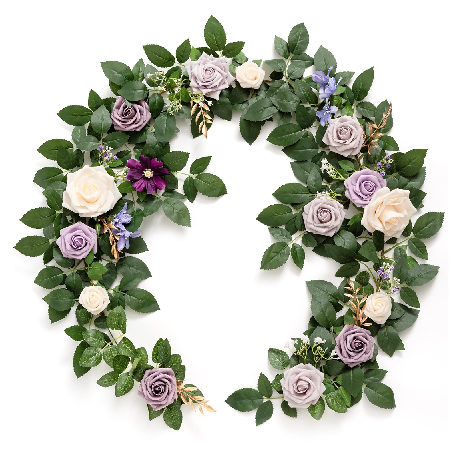 Photo 1 of Ling's Moment 5FT Light Purple Artificial Flower Arch with Rose Leaves and Lilac for Wedding Party Backdrop Decor