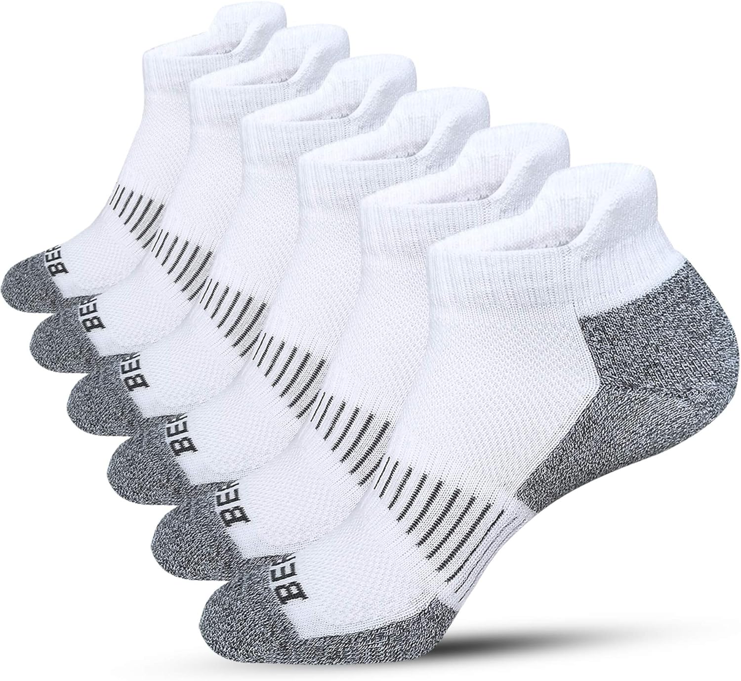 BERING Men's Performance Athletic Low Ankle Running Socks (6 Pack): Clothing