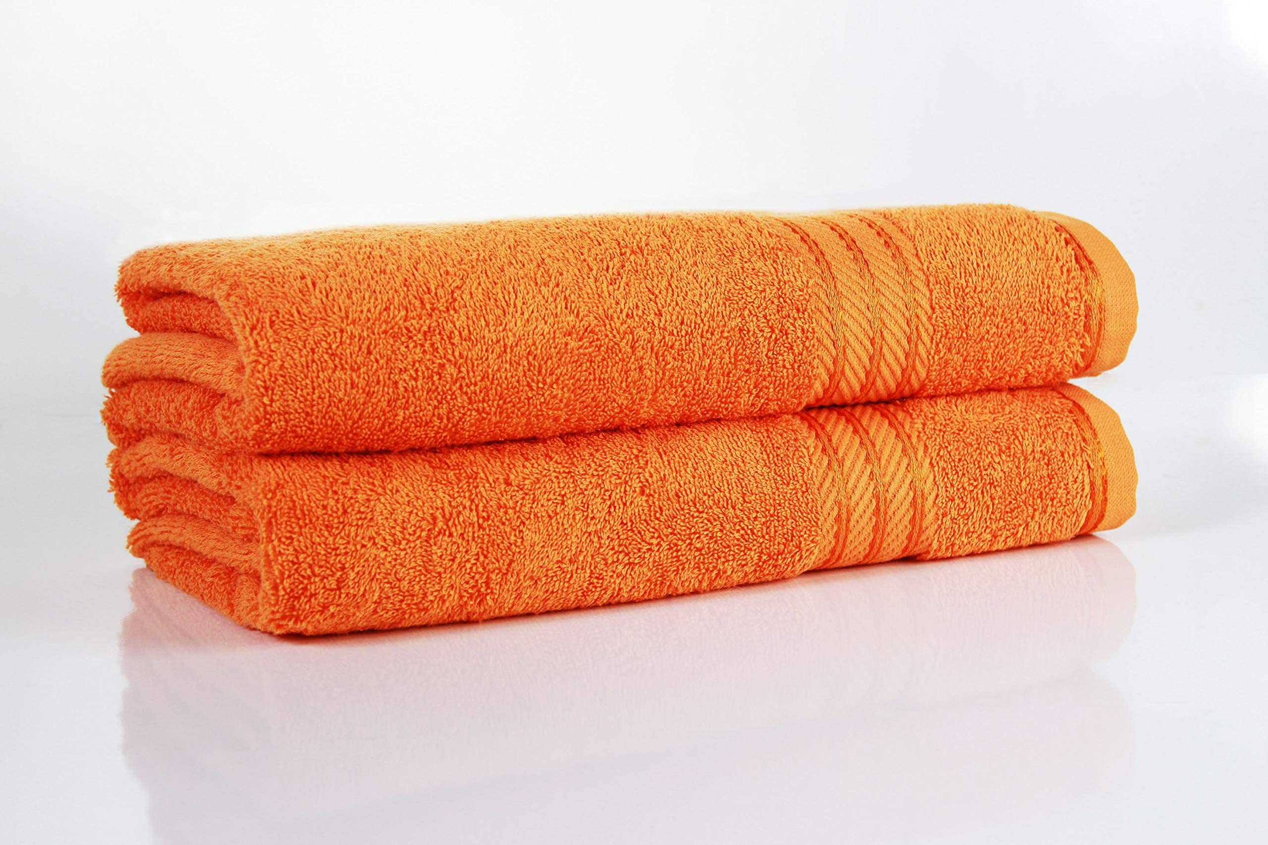 Bentley Priory Linens 2 PACK Supreme BATH Towels for Bathroom 500GSM Super Soft Egyptian Collection 100% Cotton Pack of 2 Absorbent and Quick Dry bathroom Towels Set 70 x 125cm (ORANGE)