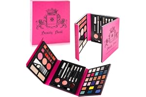 SHANY Beauty Book Makeup Kit All in one Travel Makeup Set - 35 Colors Eyeshadow, Eye brow, makeup blushes, powder palette,10 Lip Colors, Eyeliner pens & makeup Mirror - Holiday Makeup Gift Set