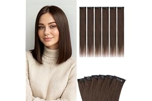 Benehair 6 PCS Clip in Short Hair Extensions 100% Real Human Hair Seamless & Invisible for Women Instant Volume Highlight Len