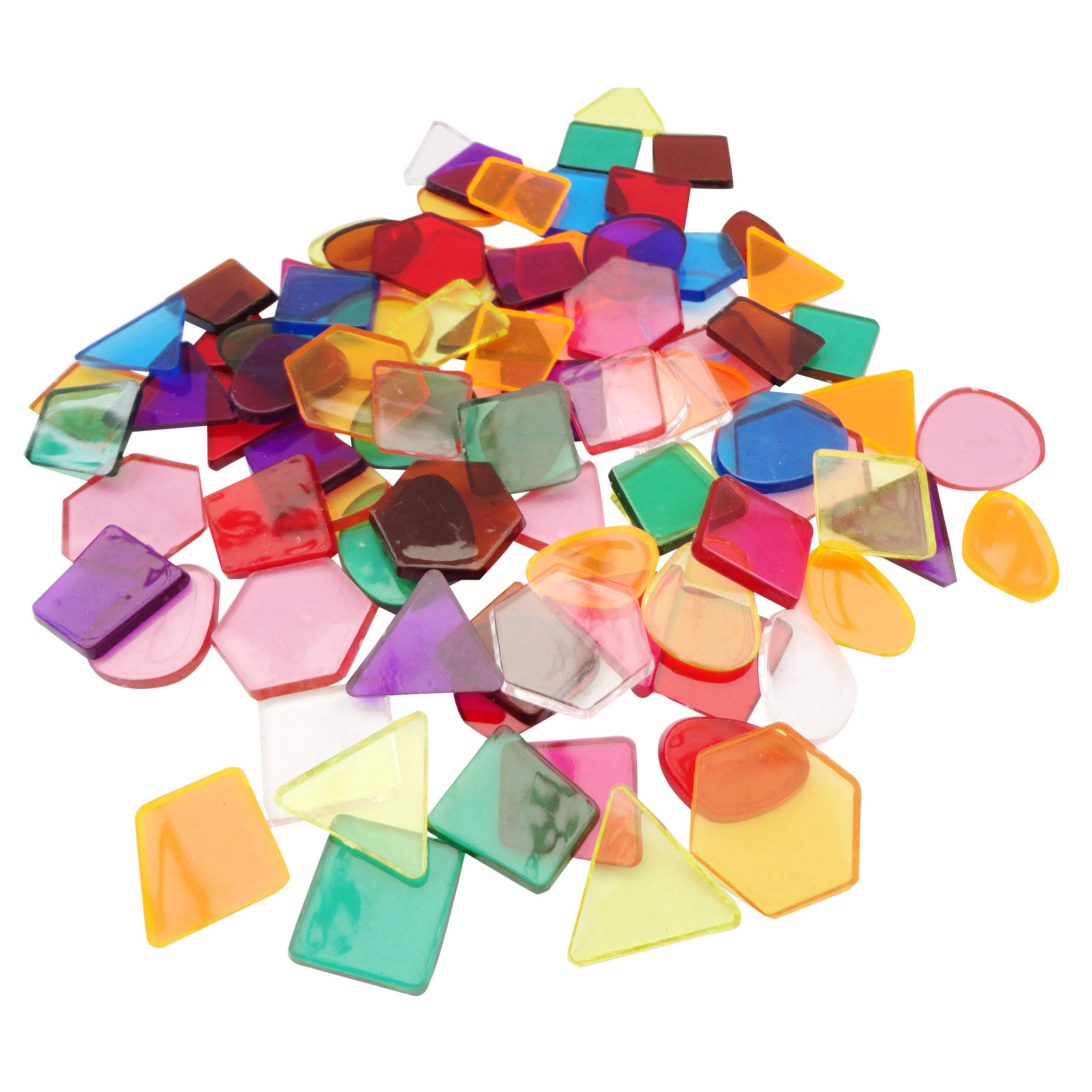Clear Colour Translucent Mosaic Plastic Shapes Tiles Art & Craft Stained Glass - Pack Size: 50