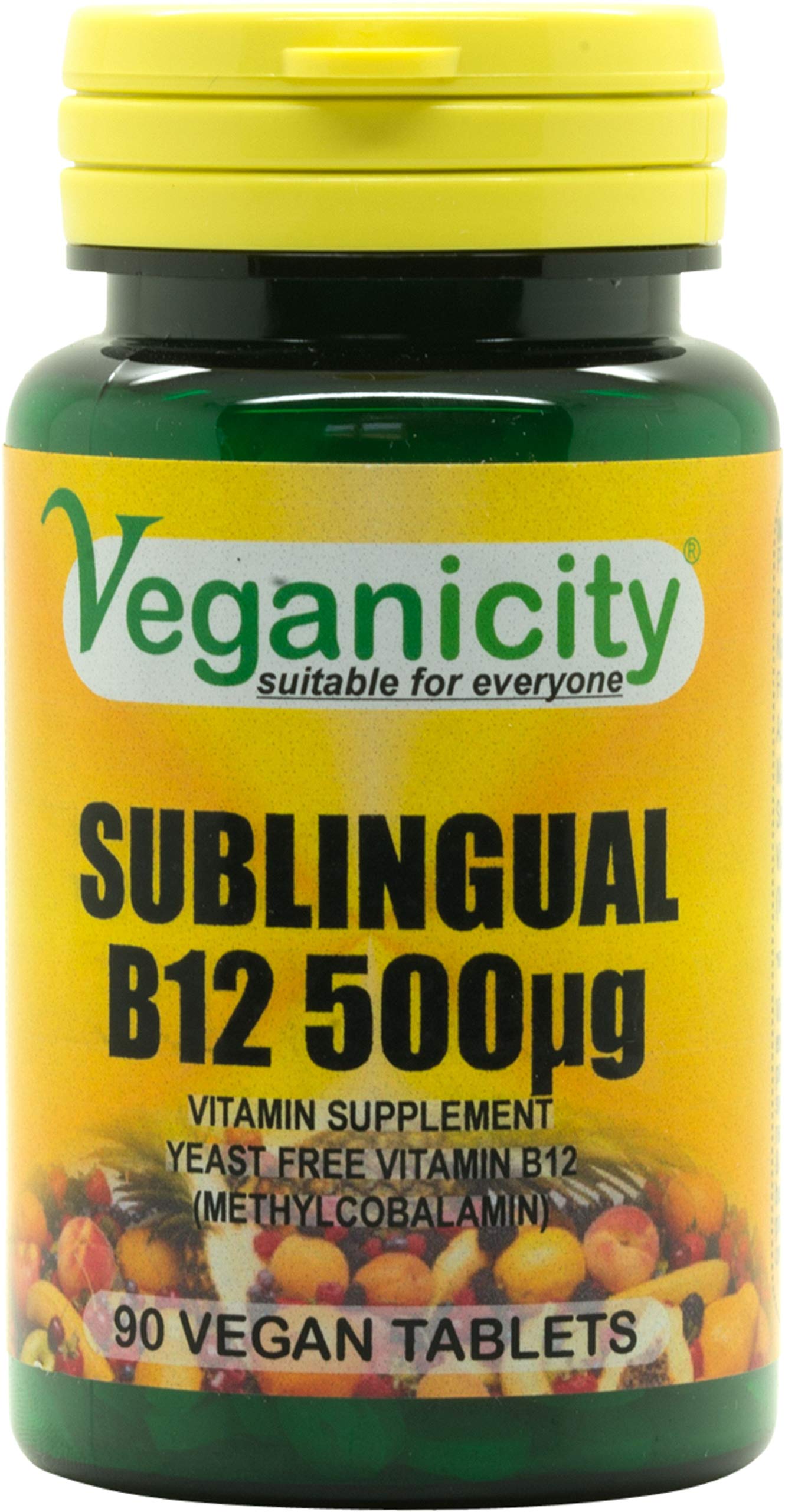 Veganicity B12 500µg Sublingual (Blackcurrant Flavour) : Vitamin B12 Supplement : 90 Tablets, in a Planet-Friendly 99% Recycled Pot