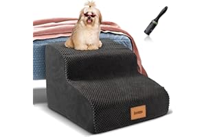 Lesnox Foam Dog Stairs, 2-Step, Pet Stairs/Steps with Waterproof Cover, Non-Slip, Dog Ramp/Ladder for Couch Sofa, Dog Step for Small Dogs Cats with Old/Injured/Short-Legged, 11.8" H
