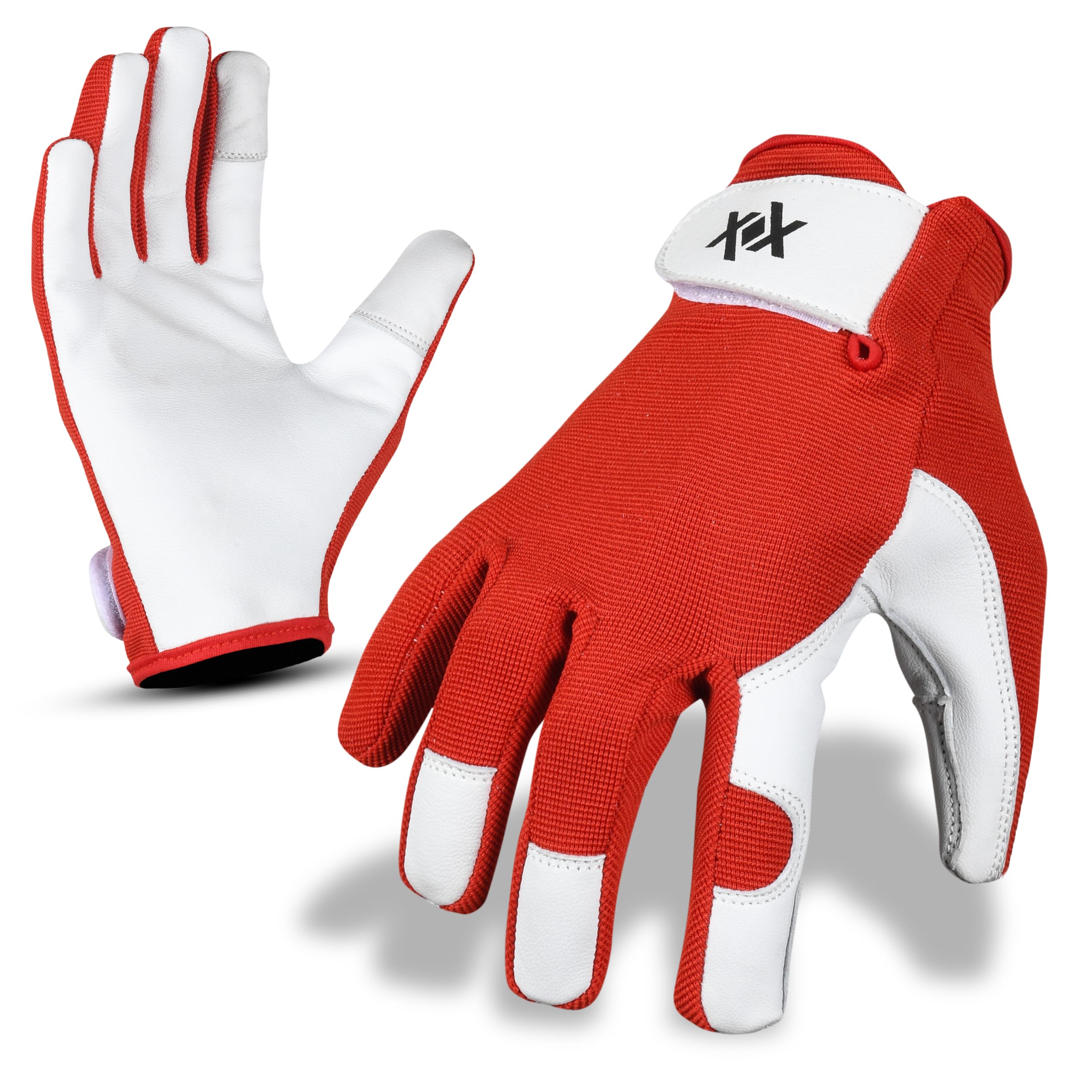 WORKMAXX Ladies Leather Gardening Gloves Thorn Proof Rigger Garden work gloves, Safety Working Gloves, Premium Quality (TOMATO RED, LARGE)