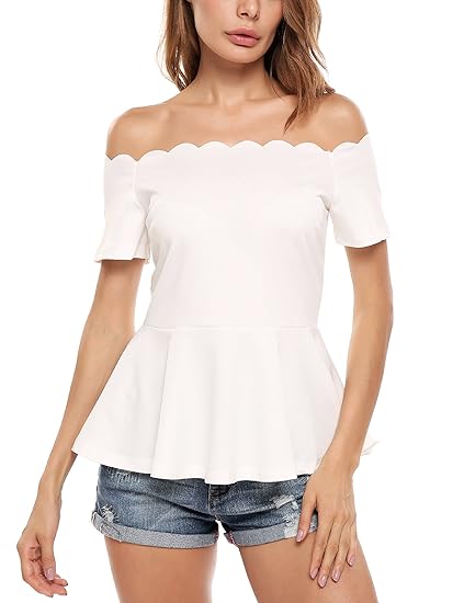 white short sleeve peplum top
