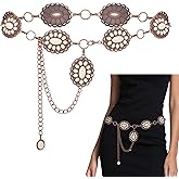 JMScape Western Turquoise Belt for Women Boho Cowgirl Concho Metal Belt for Country Concert Outfit Vintage Jewelry