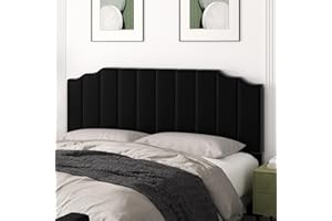 Befurtori King Size Headboard Only, Velvet Wall Mounted Headboard King for Adjustable Bed Modern Upholstered Head Board Easy Assembly, Black