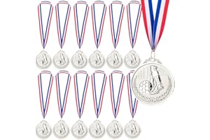 ENASGLOO 12 Pieces Soccer Award Medals Metals Gold Prizes for Kids and Adults Sports Soccer Games, Competitions Celebration, Party Favors, 2.5 Inches