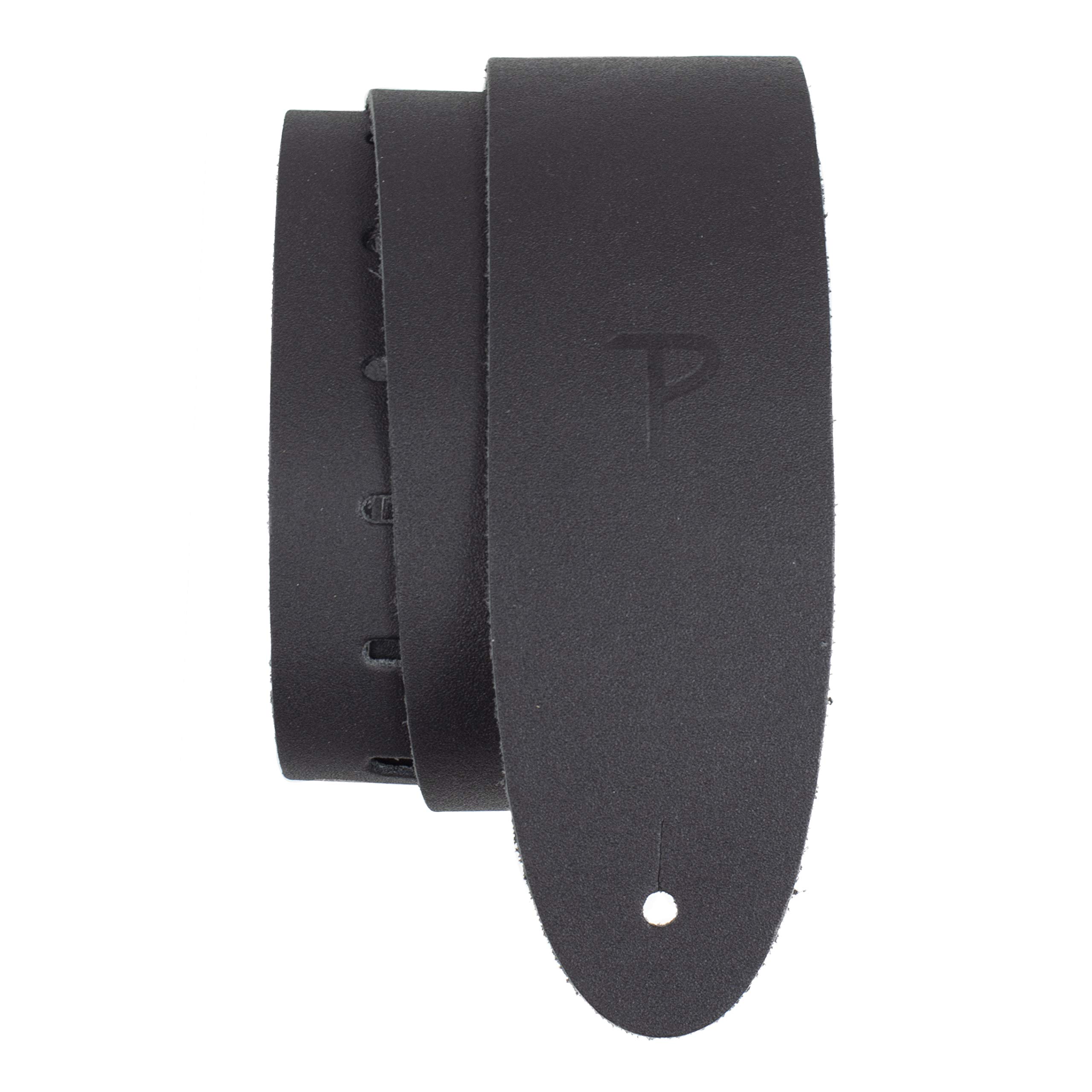 Perri’s Leathers Ltd. - Guitar Strap - Basic Leather - Black - 2.5” inches wide - Adjustable - For Acoustic/Bass/Electric Guitars - Made in Canada (B25-179)