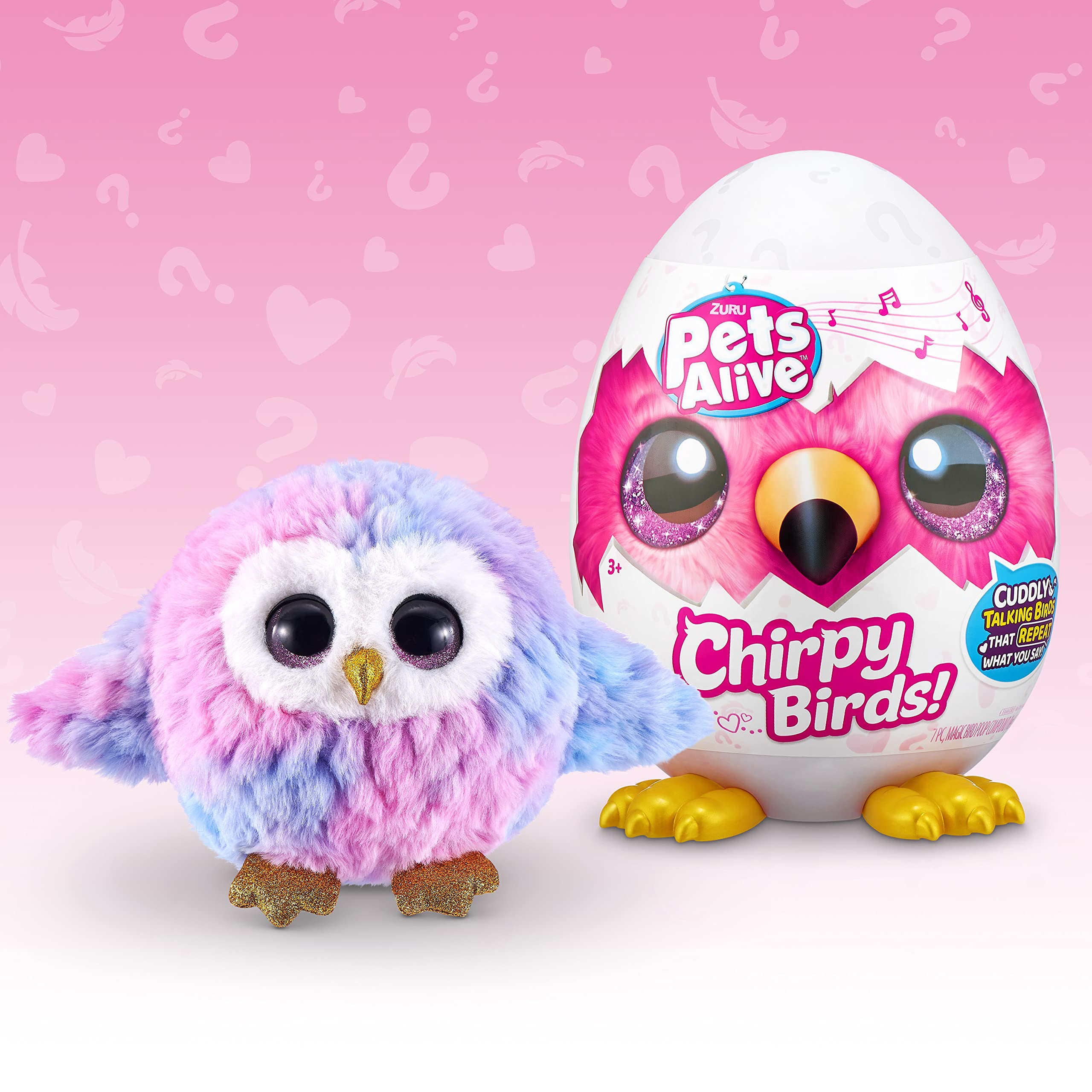 Pets Alive Chirpy Birds (OWL) by ZURU, Electronic Pet That Speaks, Giant Surprise Egg, Stickers, Comb, Fluffy Clay, Bird Animal Plush for Girls