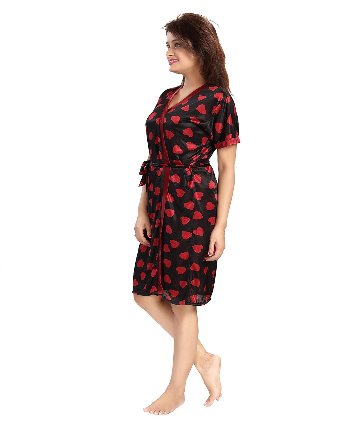 noty women's satin nighty 3 pc set robe/bra/panty