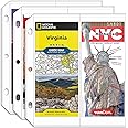 Folded Map Sleeves, Map Protector, Envelopes Page for 3-Ring Binders, Brochure Holder with 4.5" x 11" Pockets, 20PCS