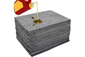 CONLI 100 PCS Oil Absorbent Pads Weight Dimpled Oil Absorbing Sheets Garage Accessories Oil Spill Mat for Absorbing Protecting Home Garage Basement