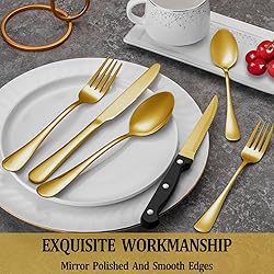 48 Pcs Gold Silverware Set with Steak