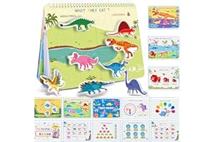 Freebear Busy Book for Toddlers, Book for Toddlers, Preshool Kindergarten Learning Activities, Autism Sensory Toys, Travel Toys, Gifts for Girls and Boys 4 5 6 7 8 Years (Jurassic Dinosaur)