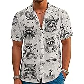 Funny Hawaiian Shirt for Men Novelty Graphic Print Casual Beach Party Vacation Short Sleeve Button Down Shirt Unisex