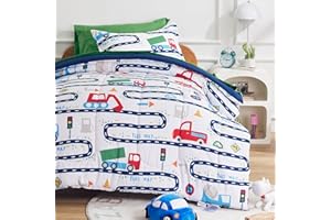 SLEEP ZONE 5 Pieces Kids Comforter Set, Comfortable and Durable, Vivid Colors, Very Cute, lovely Bed in A Bag (Road Trip, Twin)