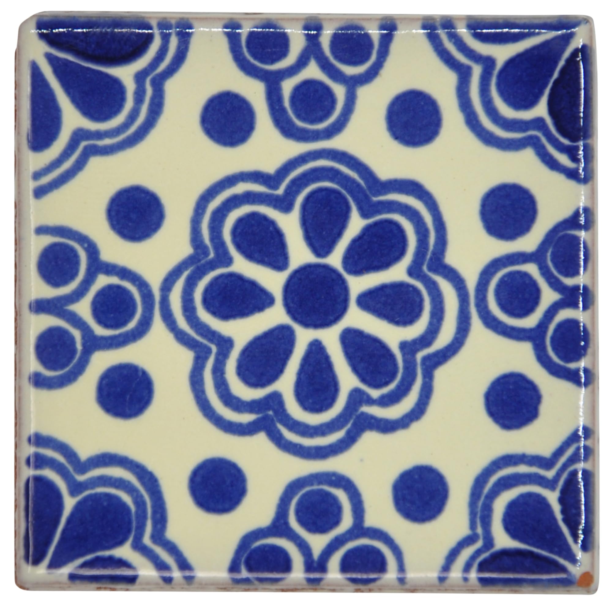 Tumia LAC Handmade Mexican Talavera Tile - Authentic Style Katia Ceramic Tiles for Crafts, Backsplashes and Home Improvement - 10 Pack