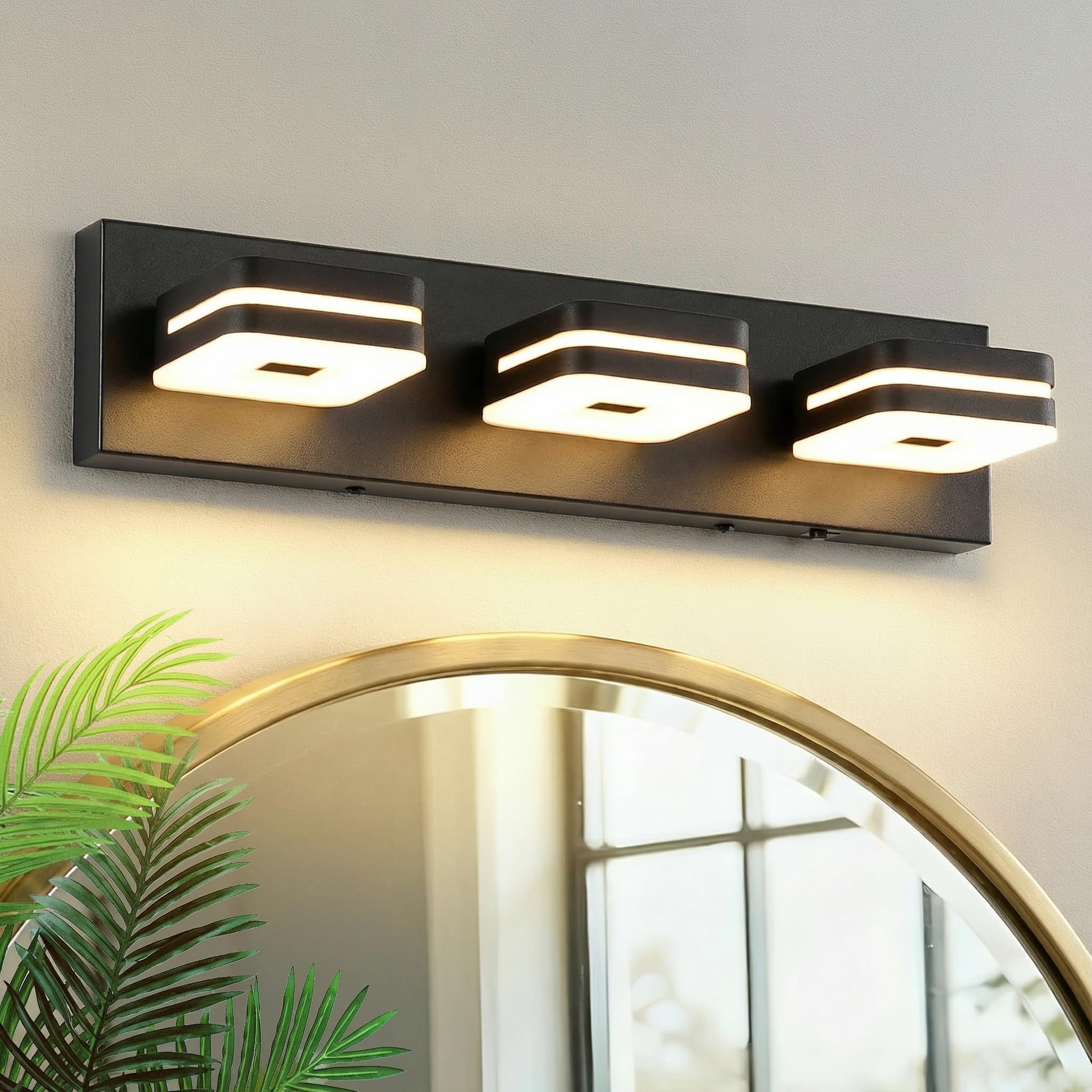 7Degobii Modern Bathroom Vanity Lights, 3-Light Dimmable LED Wall Sconce, Matte Black Vanity Light for Mirror, 5CCT Adjustable Vintage Bathroom Lighting Fixtures Over Sink