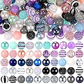 Huquary 100 Pcs 20mm Rhinestone Bubblegum Beads for Pens Mixed Crystal Resin Chunky Beads for DIY Craft Keychain Necklace Bracelet Jewelry Making(Mermaid Color)
