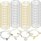 Quelay 60 Pcs Chain Bracelet Bulk Alloy Link with Lobster Clasps for Valentine's Day DIY Women Jewelry Findings Bracelet Jewelry Making Supplies Accessories (Gold and Silver)