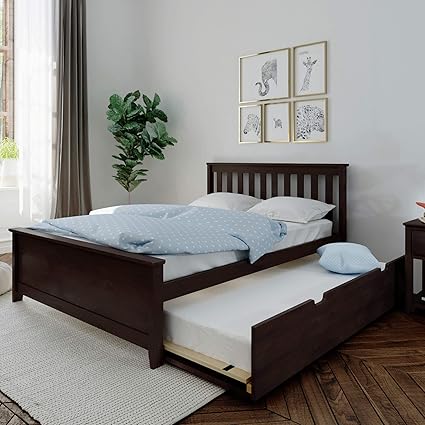 Max Lily Solid Wood Full Size Bed With Trundle Bed Espresso Amazon In Furniture Full Size Bed W Trundle