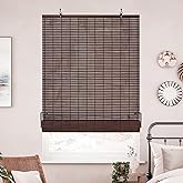 ALIMOO Cordless Bamboo Roller Shades for Interior Windows, Light Filtering Cordless Roman Shades Blinds for Indoor Home Patio Porch 24" W x 72" L