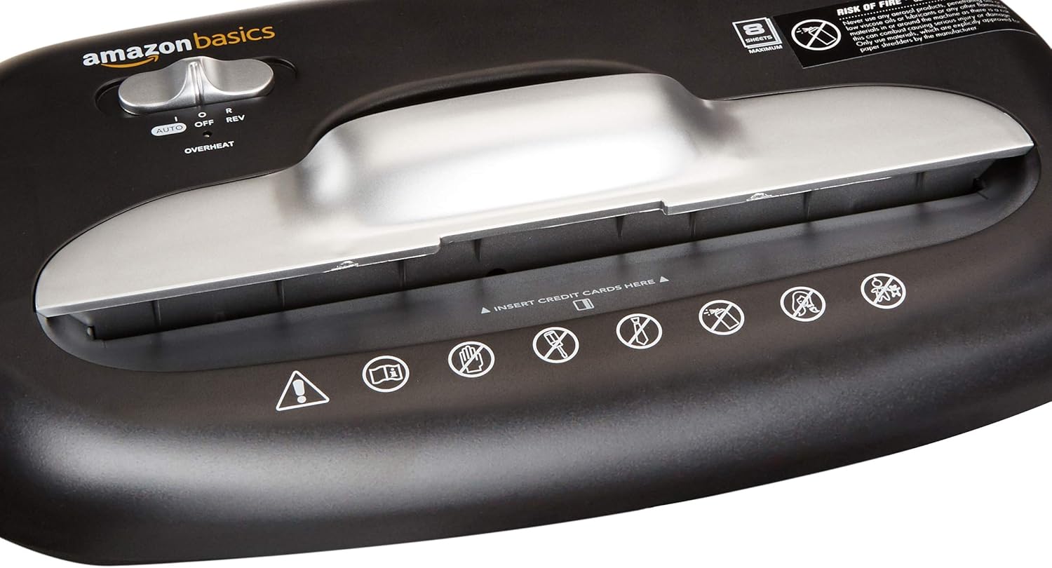 Basics 8-Sheet Capacity, Cross-Cut Paper and Credit Card Shredder, 4.1 Gallon: Electronics