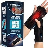 ComfyBrace 2 PACK Nighttime Pain Relief Wrist Brace for Carpal Tunnel, Tendonitis, Arthritis | Fits &amp; Soothes Aches in Both Hands | Palm Cushion Beads for Hot Spots | Breathable Fabric