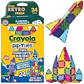 CreateOn Crayola Limited Edition Retro PIP Magnetic Tiles, Mini Building Set for Kids, Magnetic Tiles, Kids’ Building Toys, STEM & Montessori Toys for Boys and Girls Ages 3+, 24-Piece Set (Retro)