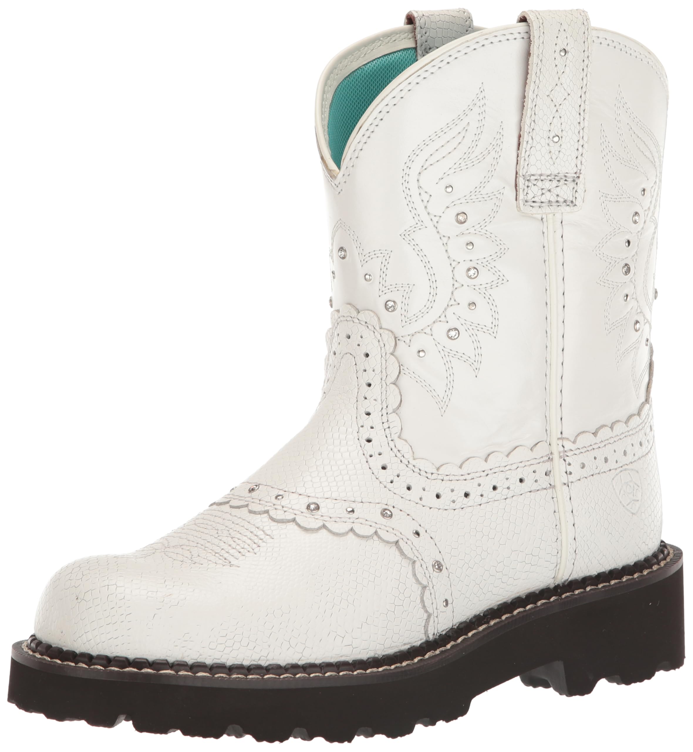 ARIAT Women's Gembaby Western Boot - White Snake Emboss/Opulent White, 7 Narrow Image