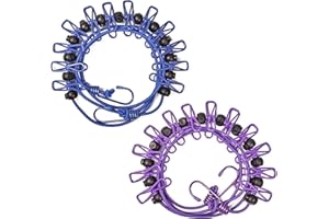 ZAZZY Retractable Clothesline Outdoor&Indoor Heavy Duty, Portable Travel Clothesline with 12 Clothespins, Balcony Clothes Drying Line, for Backyard, Vacation Hotel, Camping Accessories Purple+ Blue 2PCS