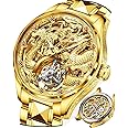 OUPINKE Men Watch Gold -Tourbillon Mechanical Movement Wrist Watch-Luxury Business Skeleton Watches-Sapphire Crystal…