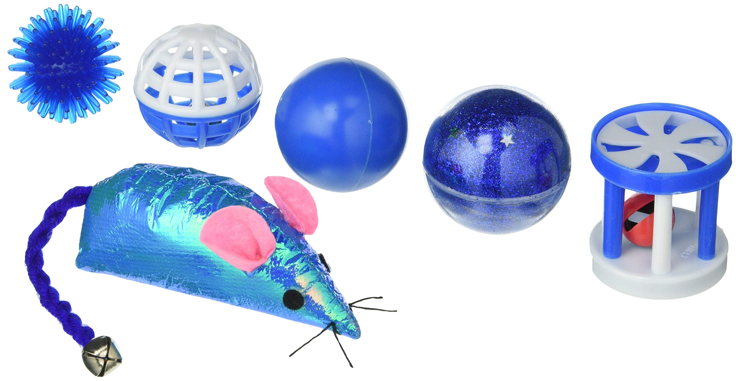 Arquivet Cat Toys - Kit 6 Assorted Blue Toys - Balls, Mice, Rollers - Interactive Toys for Felines - Accessories to entertain your Cat