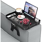 Couch Armrest Table Couch Arm Tray Cup Holder Plastic Armchair Caddy Recliner Arm Caddy Large Sofa Armrest Organizer Adjustable Clip on Snack Tray Drink Holder Removable Phone Pad Holder 16.38x11.02''