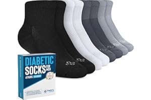 Doctor's Select Diabetic Socks for Men - 4 Pairs Diabetic Ankle Socks for Men | Neuropathy Socks for Men | Diabetes Socks