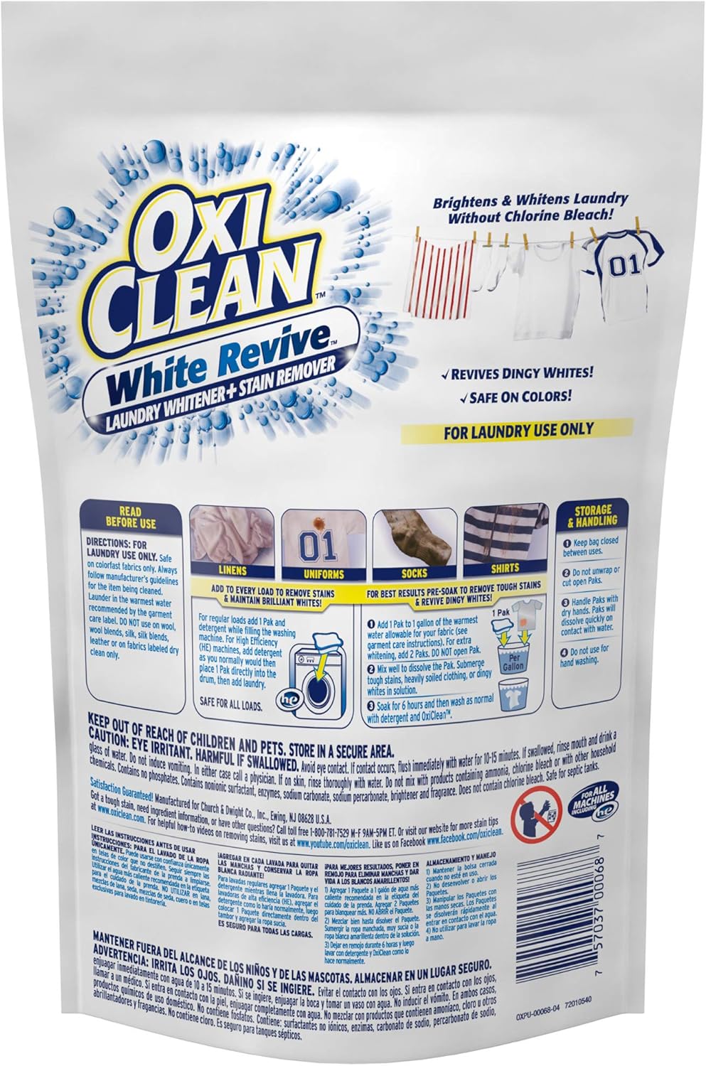 OxiClean White Revive Laundry Whitener + Stain Remover Power Paks, 24 Count: Health & Personal Care