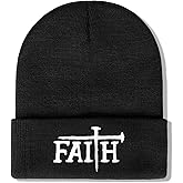 Christian Jesus Cross Beanie - Faith Winter Beanie Hats for Men Women - Religious Gifts for Christmas & New Years