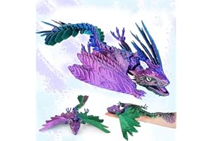 SHUWND 3D Printed Dragon with Wings, Feathered Wyvern Dragon,Full Articulated Crystal Flying Dragon,Realistic Large Pet Dragon, Flexible Shoulder Dragon Stuff 3D Printed Animals Toy (Red Green Blue)