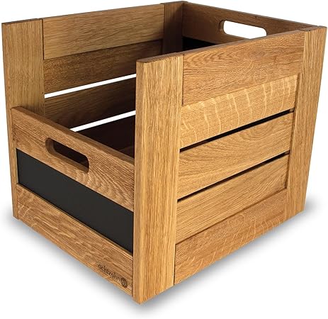 Caja con tabla de pizarra, caja de madera 30 abierta en roble: Amazon.es: Hogar