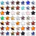 50 Pcs Star Shaped Crystals Rock Bulk 0.8 Inch Small Polished Assorted Worry Stones Mini Gemstones for Meditation Energy Reiki Mood Balancing DIY Little Amethyst Jewelry Gifts(Retro)