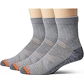 Merrell unisex-adult Men's and Women's Lightweight Work Ankle Socks - 3 Pairs - Repreve With Durable Reinforcement